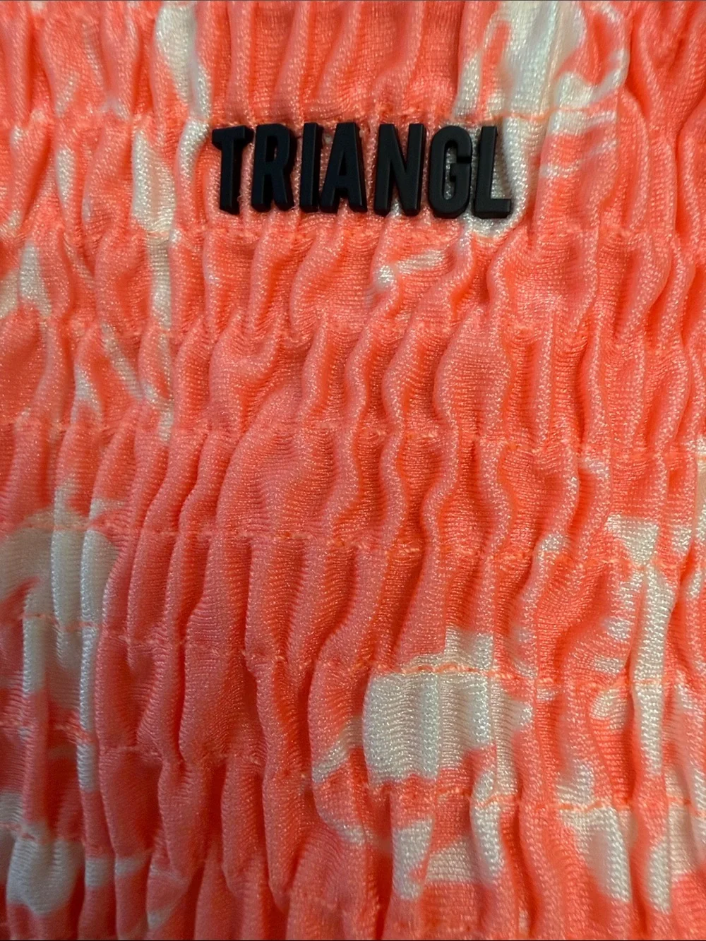 triangl swimwear Coral & Cream Textured Bandeau-Style Bikini